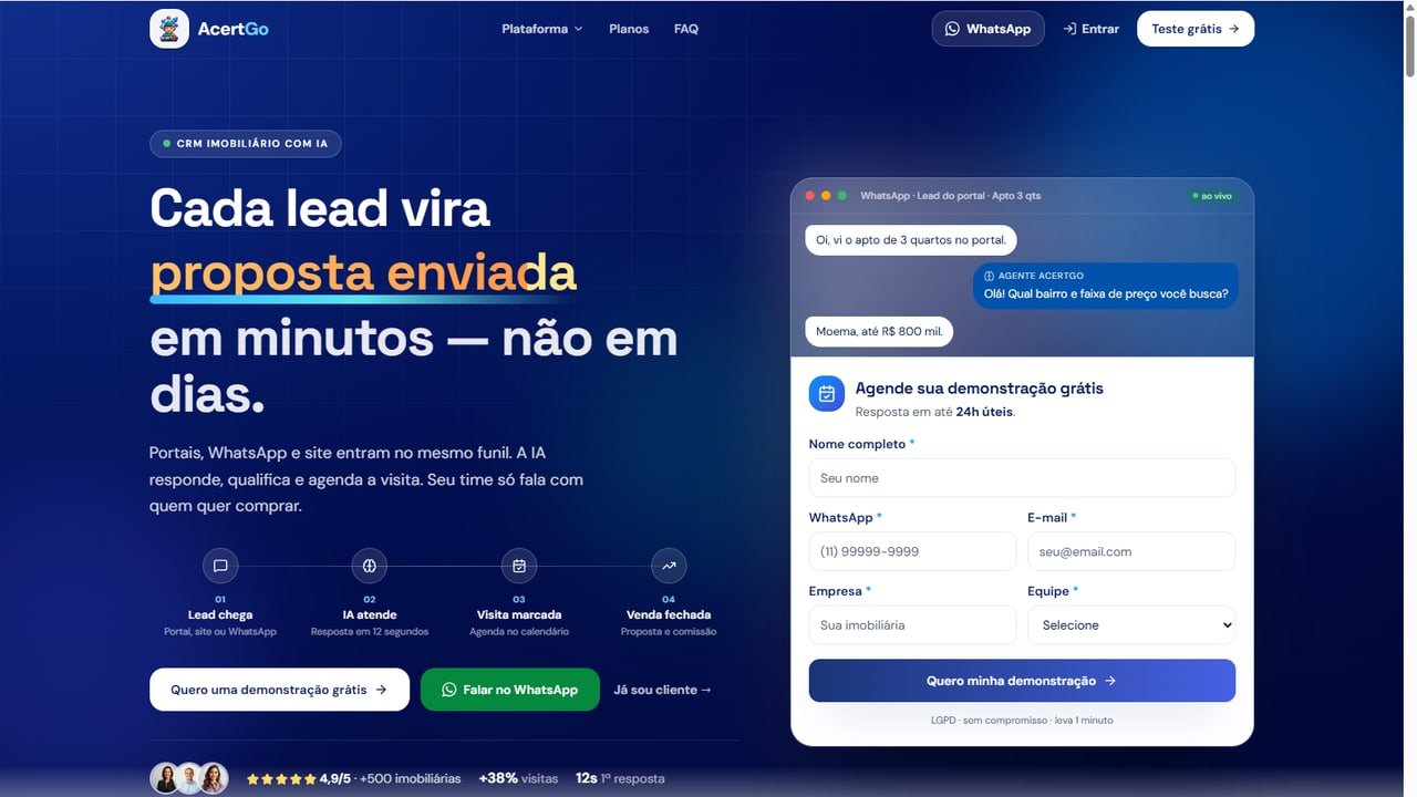 AcertGo — CRM para corretores de imobiliária desenvolvido pela Sennes Tech